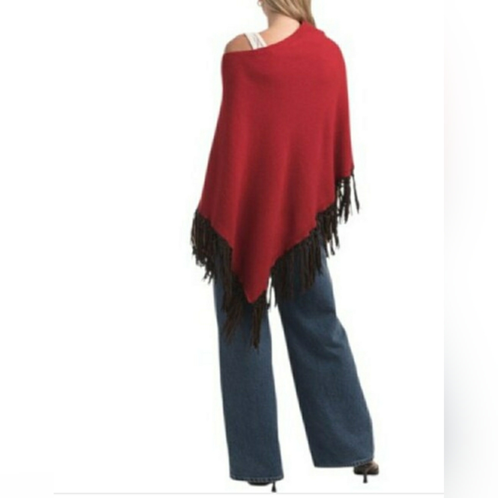 TESMA BNWT Assymetrical Made In Italy Cashmere Blend Poncho Suede Fringes - O/S